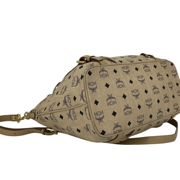 MCM Visetos Medium Essentials Shopper Tote – Beige with Monogram - Picture 11 of 12